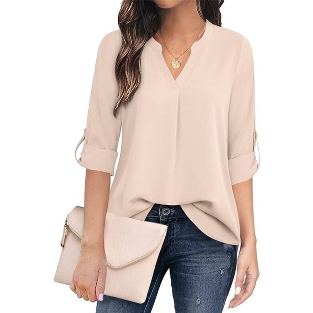 Timeson Medium Long Sleeve Split Neck Top